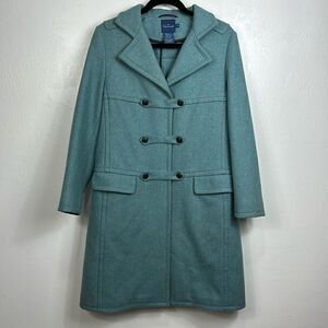 Faconnable Turquoise Wool Blend Single Breasted Button Front Coat Size S